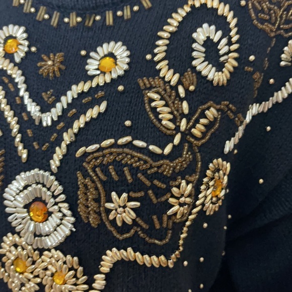 Vintage Sarah Morgan beaded sweater dress/tunic M - Picture 12 of 16